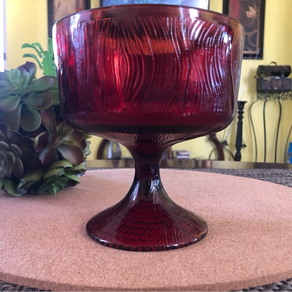 Mid Century Red Compote Dish - Picture 5 of 5